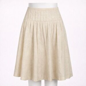 Vintage Y2K Floral Fairy Pleated Skirt Size M Tan Cottagecore Preppy Jacquard